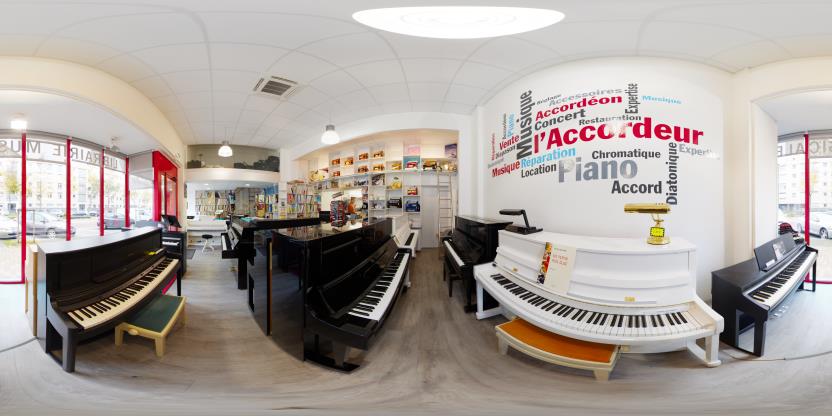 Visite virtuelle 360° de L'Accordeur - Damien et Véronique Rollo à Angers – Magasin d'instruments de musique – Webvisite