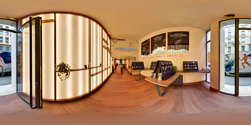 Visite virtuelle 360° de Purvapor Lyon 2 à Lyon – Boutique de cigarettes électroniques – Webvisite
